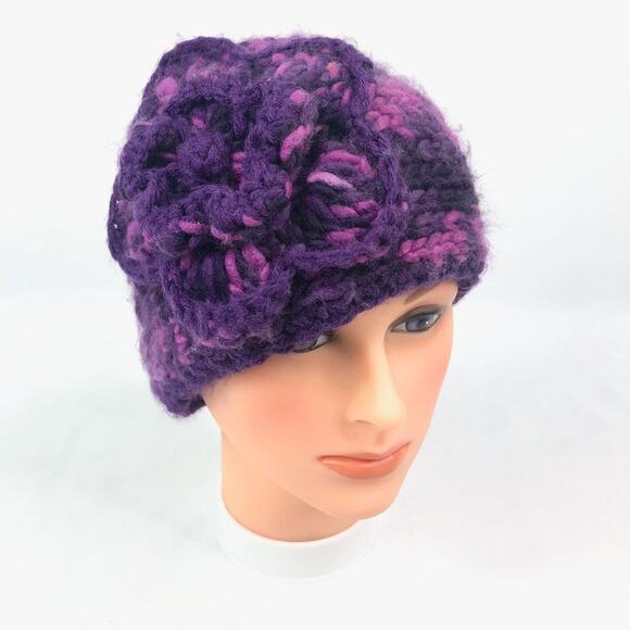 Purple Crocheted Cozy Warm Head Wrap - Picture 1 of 6